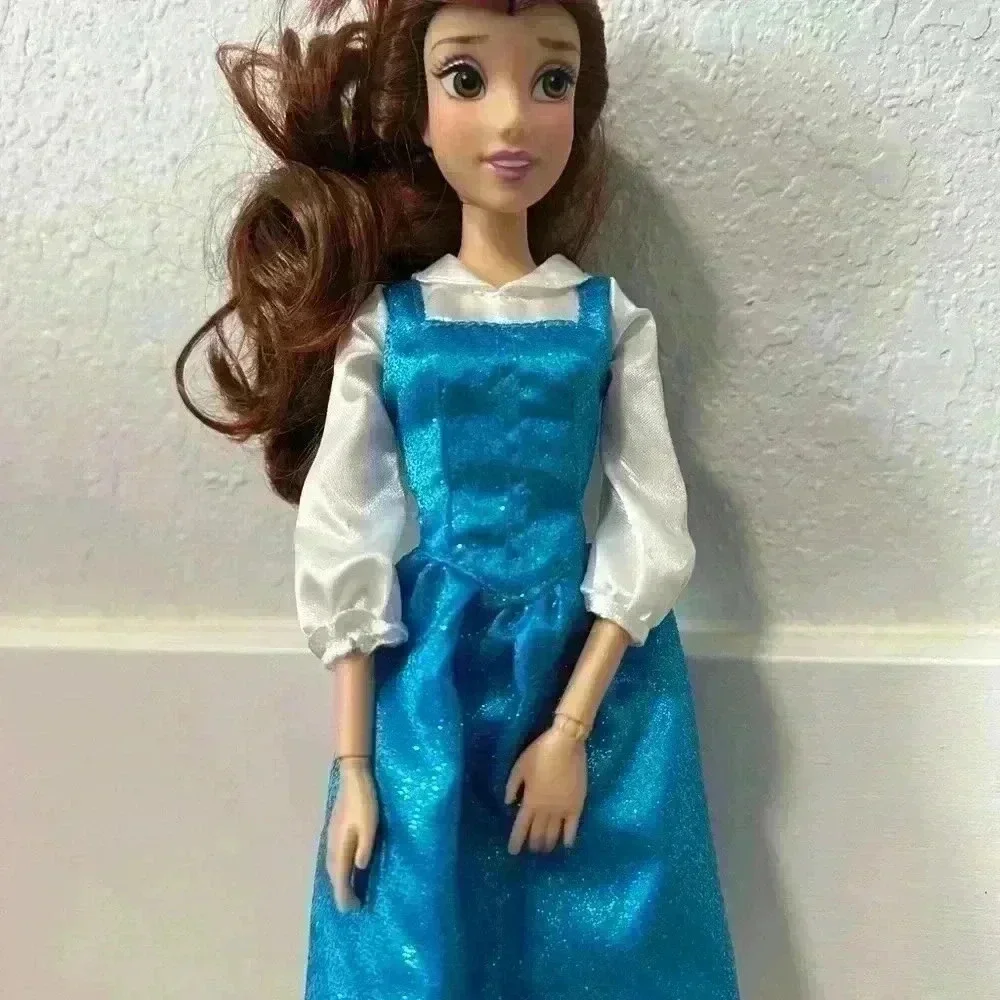 Disney Princess Belle Doll Classic Blue Ballgown Long Curly Hair Toy for Kids